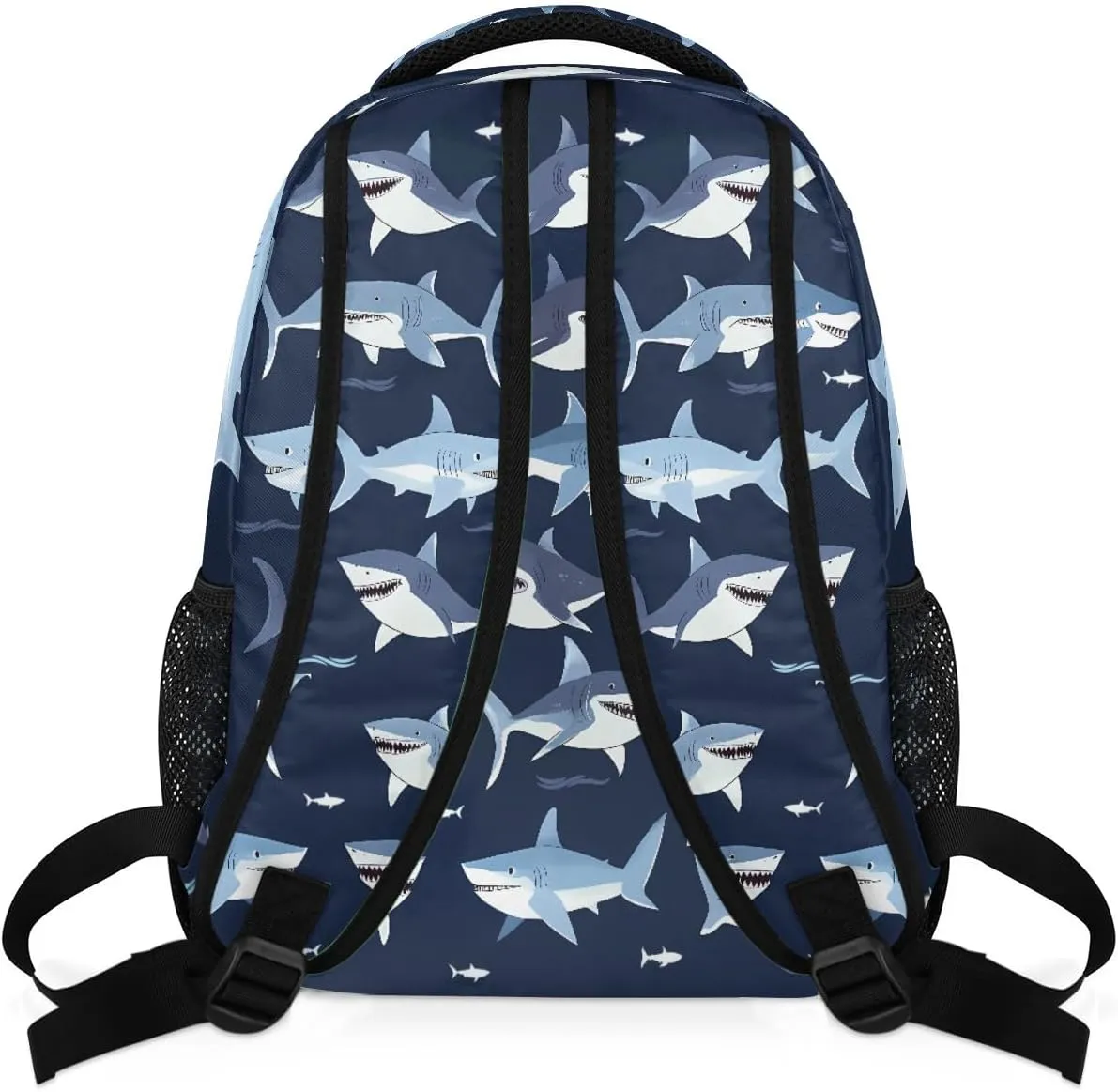 Kids School Backpack Funny Sea Sharks Animal Large Bookbag for Elementary Students Boys Girls Lightweight Travel Casual Daypack Water Resistant Outdoor Hiking Sport Rucksack