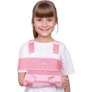 Kids Upper Extremity Sling, Breathable & Comfort Arm Sling Shoulder Immobilizer，Adjustable Arm Sling for Elbow Injury(Pink)