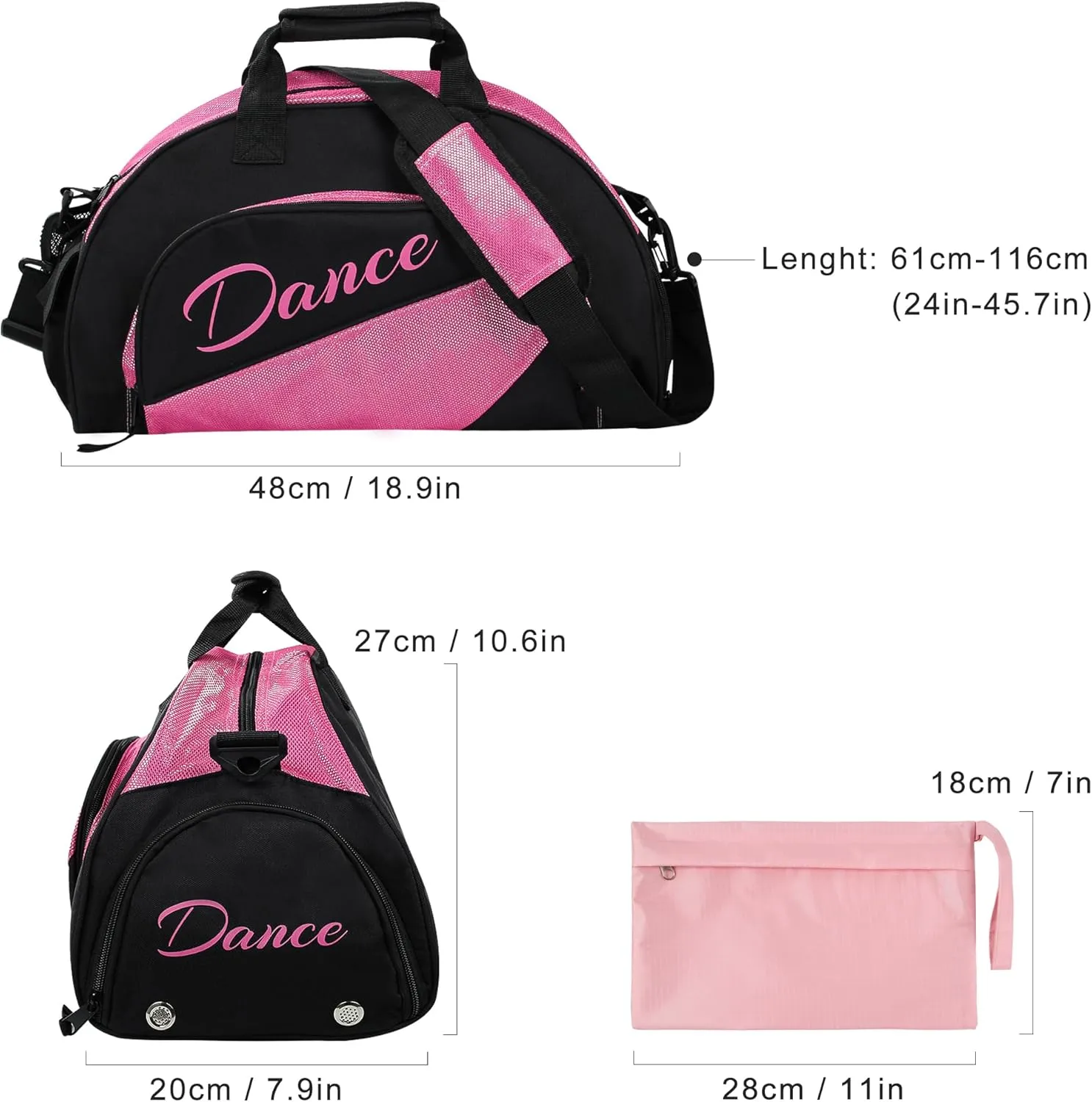 kilofly Ballet Dance Sports Gym Duffel Bag Travel Carry On   Handy Pouch