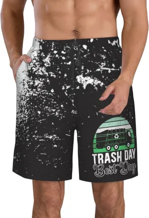 Kkaingg Trash Day Best Day Waste Management Garbage Truck Mens Swim Trunks Swim Shorts Beach Shorts with Pockets