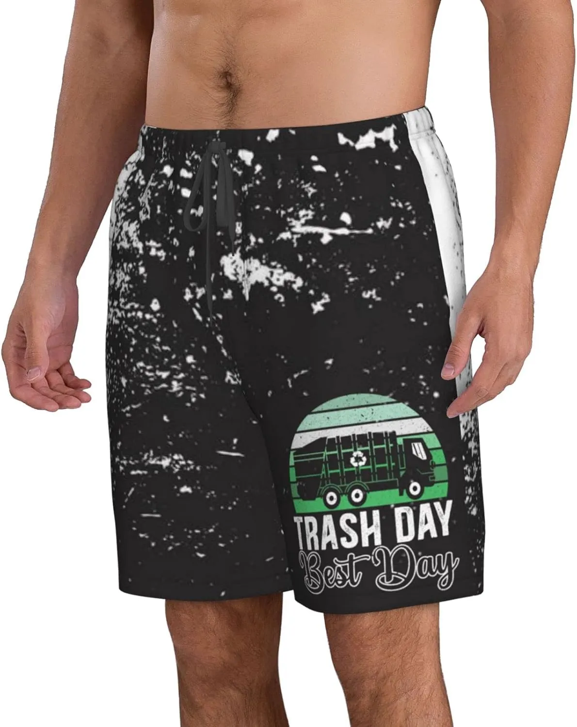 Kkaingg Trash Day Best Day Waste Management Garbage Truck Mens Swim Trunks Swim Shorts Beach Shorts with Pockets
