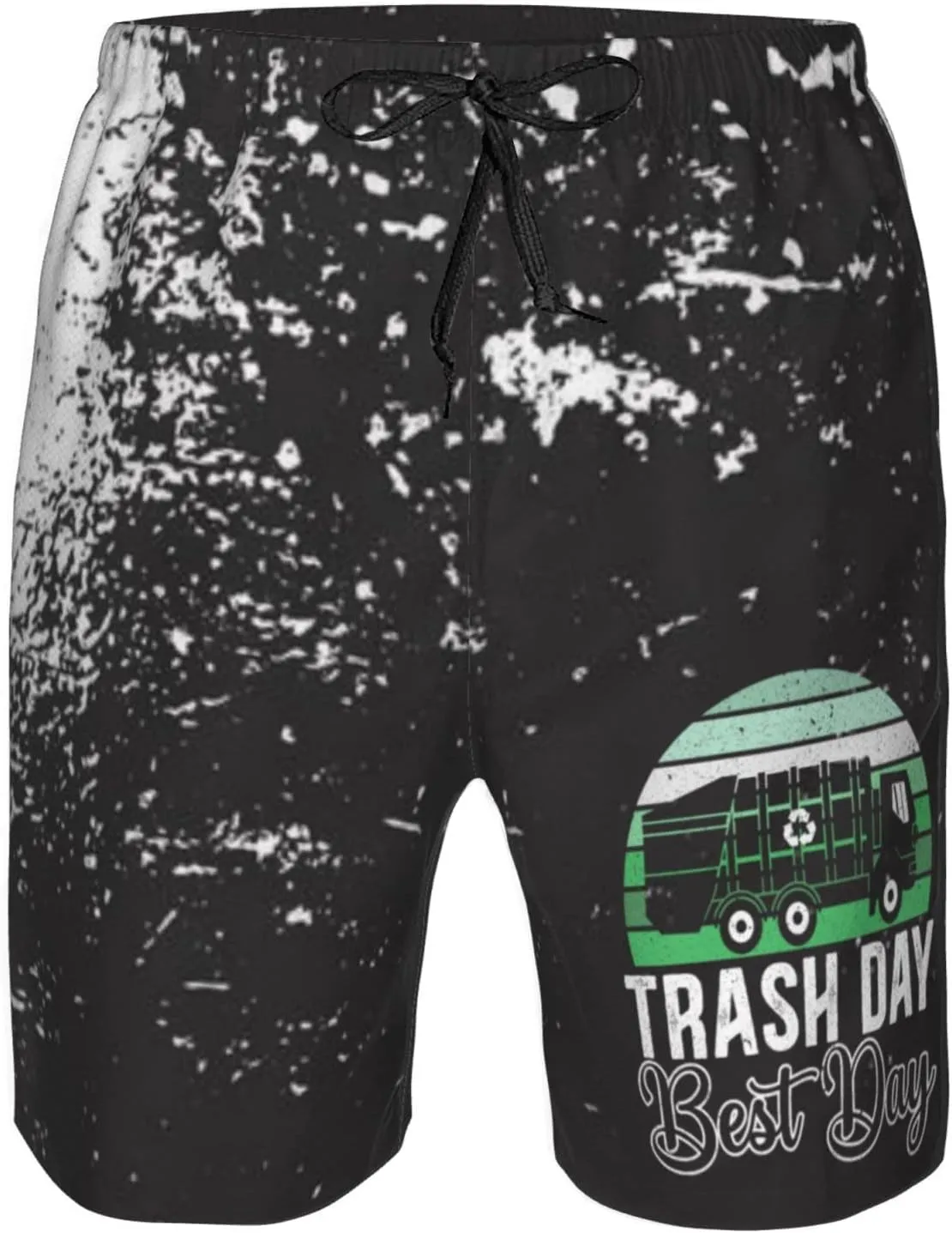 Kkaingg Trash Day Best Day Waste Management Garbage Truck Mens Swim Trunks Swim Shorts Beach Shorts with Pockets