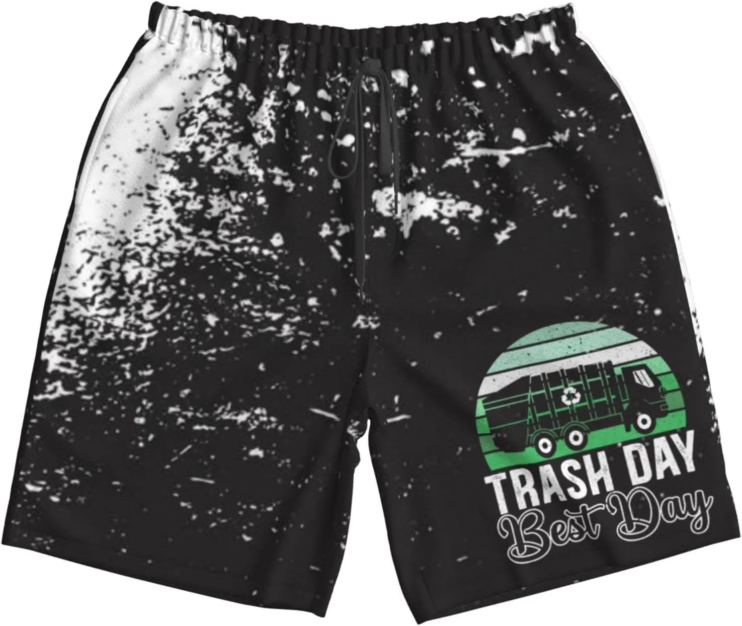 Kkaingg Trash Day Best Day Waste Management Garbage Truck Mens Swim Trunks Swim Shorts Beach Shorts with Pockets