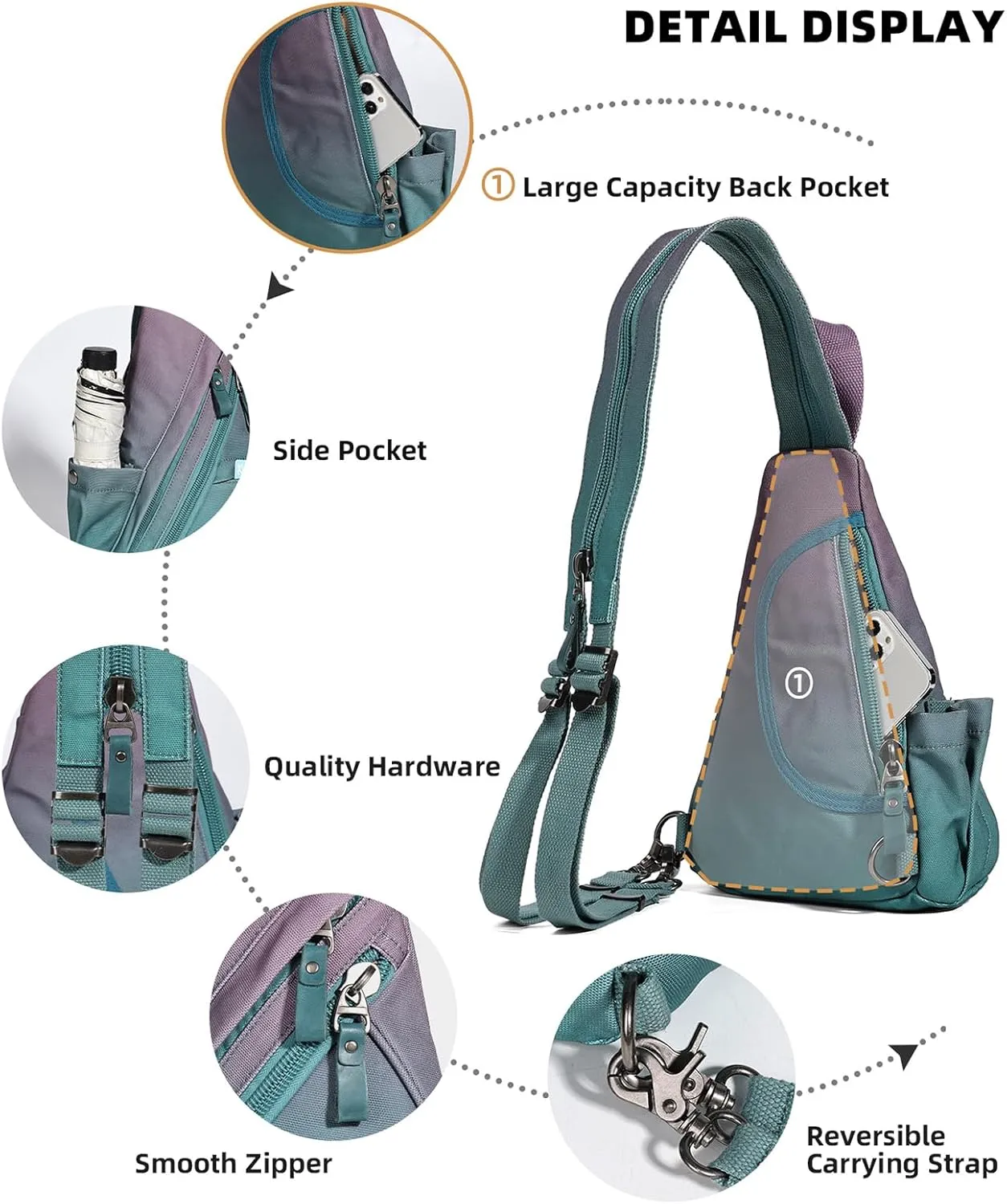 KL928 Canvas Sling Bag - Small Crossbody Backpack Shoulder Casual Daypack Rucksack for Men Women