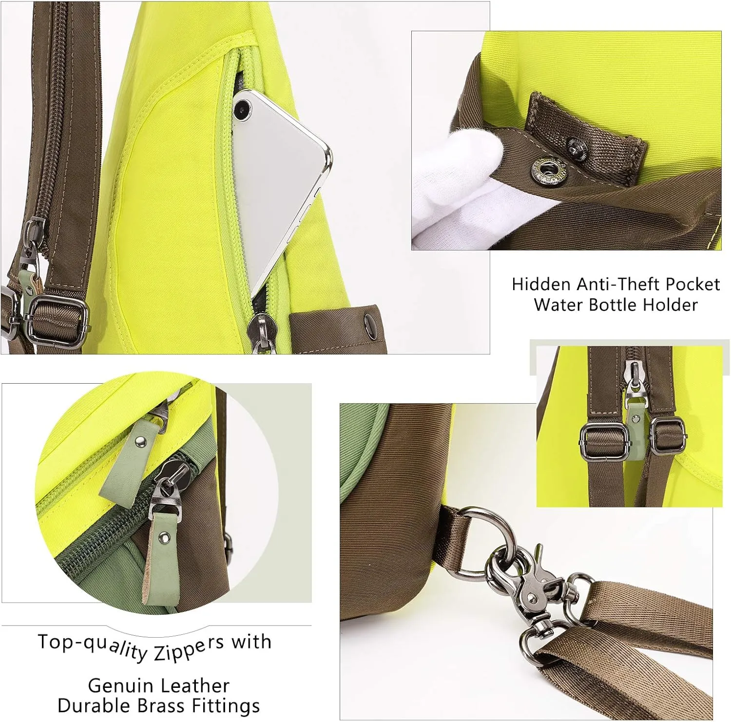 KL928 Nylon Sling Bag - Small Crossbody Backpack Shoulder Casual Daypack Multipurpose Rucksack for Men Women