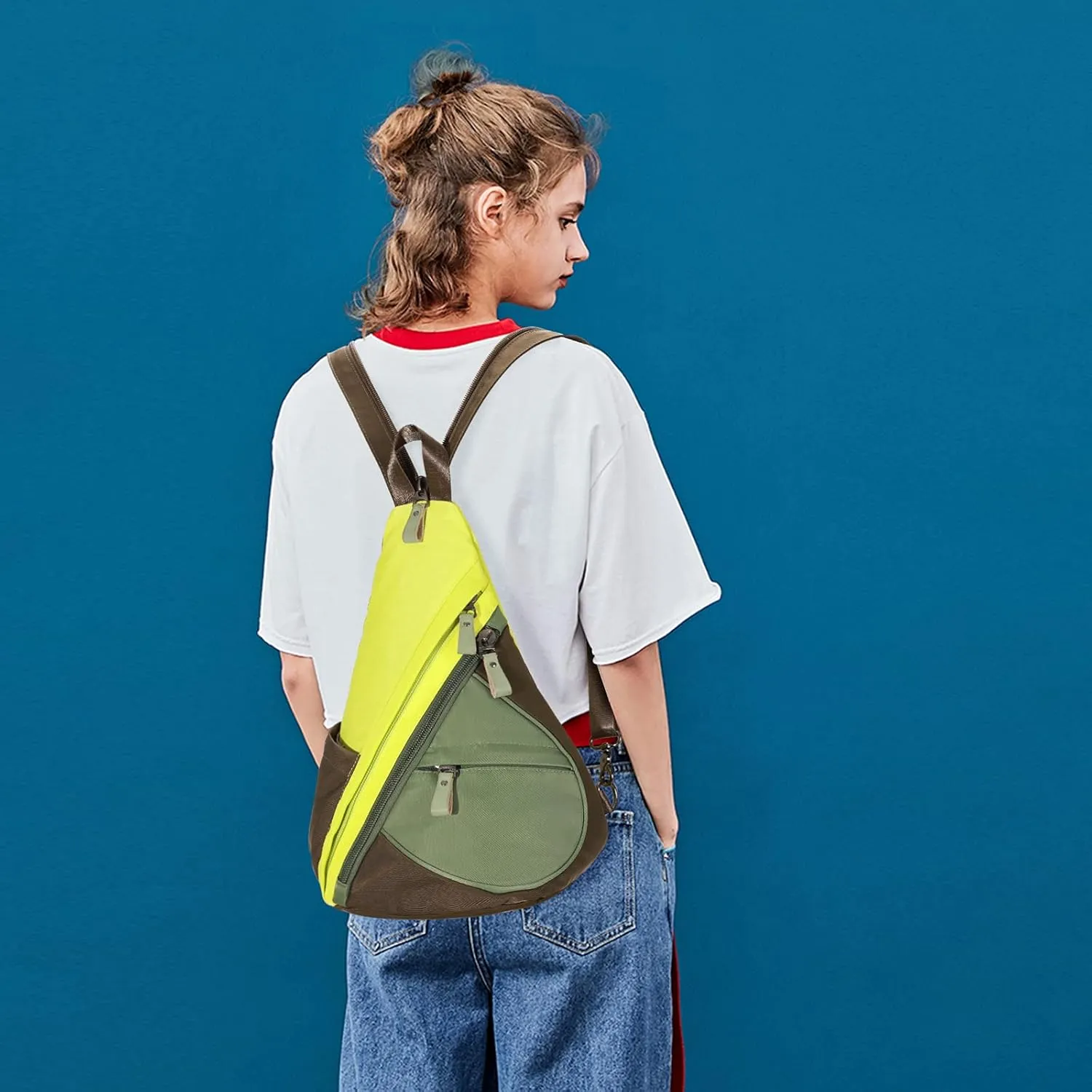 KL928 Nylon Sling Bag - Small Crossbody Backpack Shoulder Casual Daypack Multipurpose Rucksack for Men Women