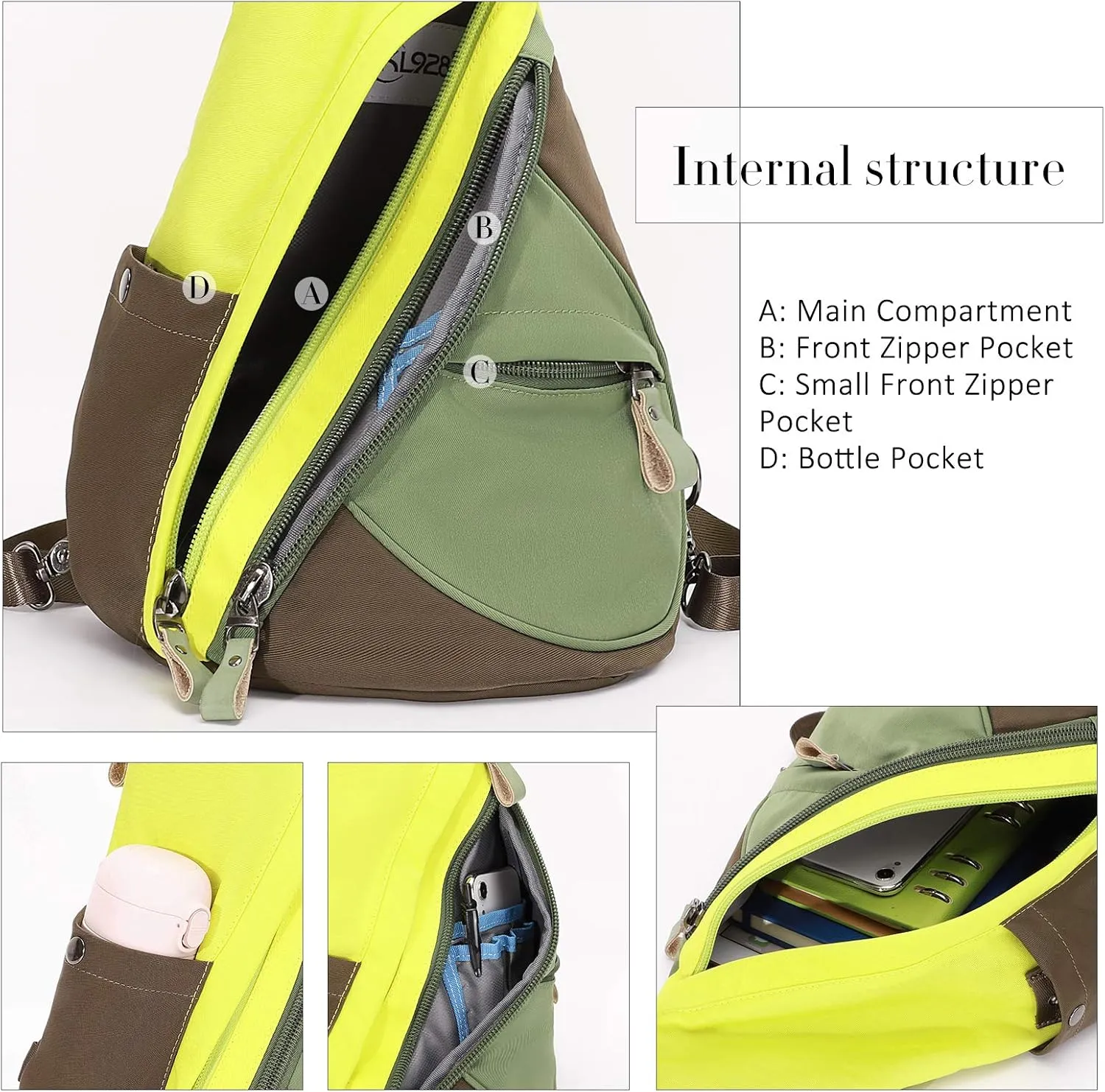 KL928 Nylon Sling Bag - Small Crossbody Backpack Shoulder Casual Daypack Multipurpose Rucksack for Men Women
