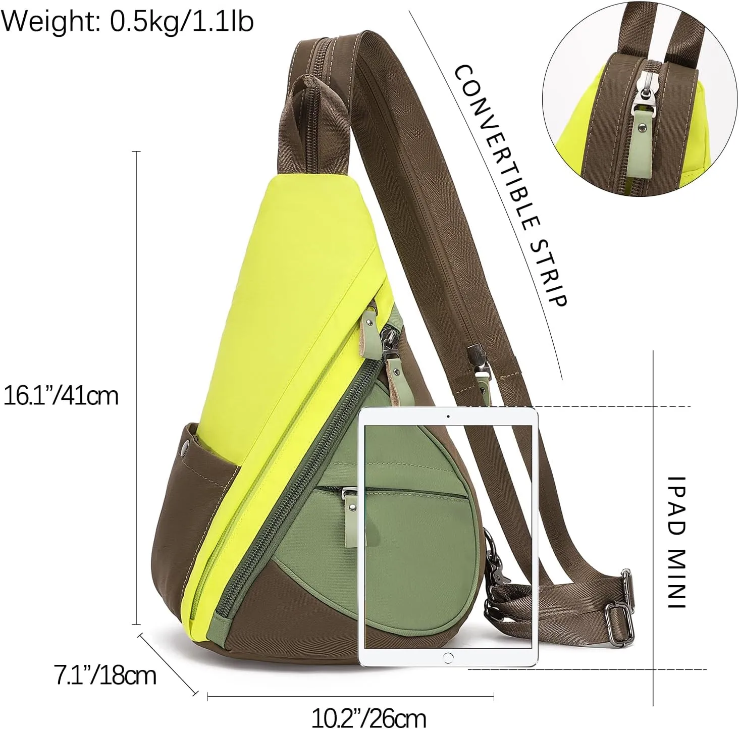 KL928 Nylon Sling Bag - Small Crossbody Backpack Shoulder Casual Daypack Multipurpose Rucksack for Men Women