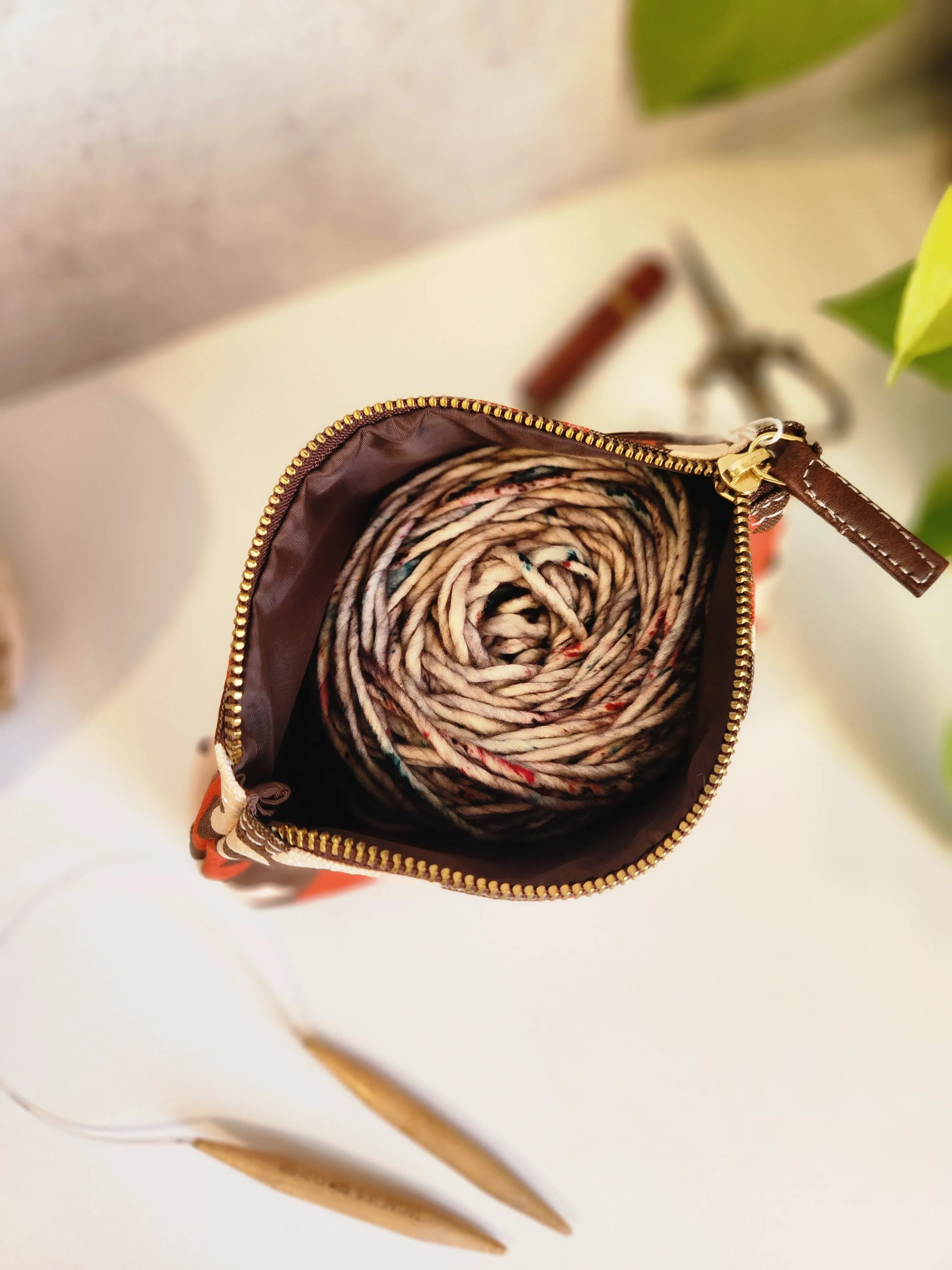 Knitting Project Bag, Medium Zipper Pouch, Solvang Terra