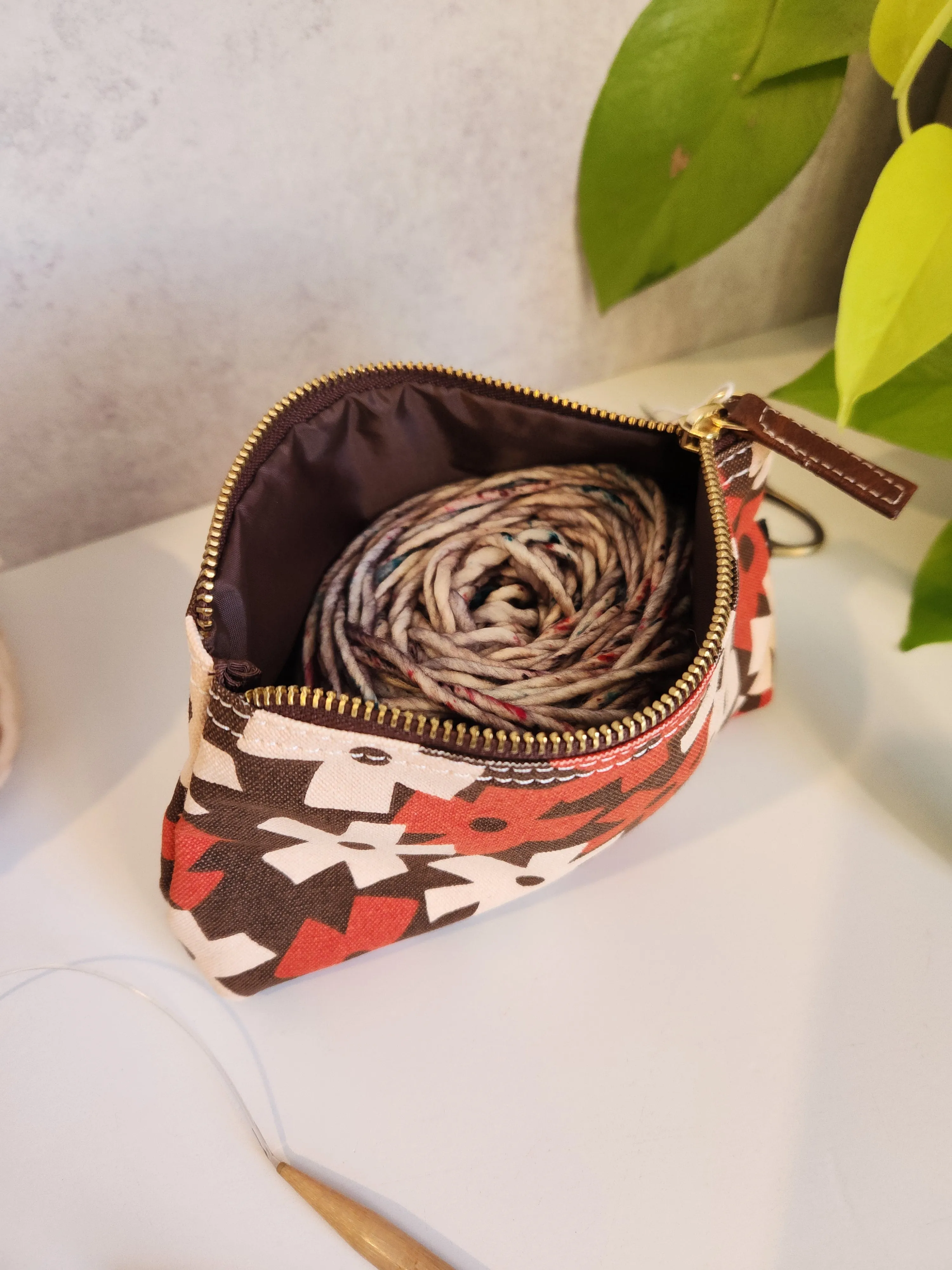 Knitting Project Bag, Medium Zipper Pouch, Solvang Terra