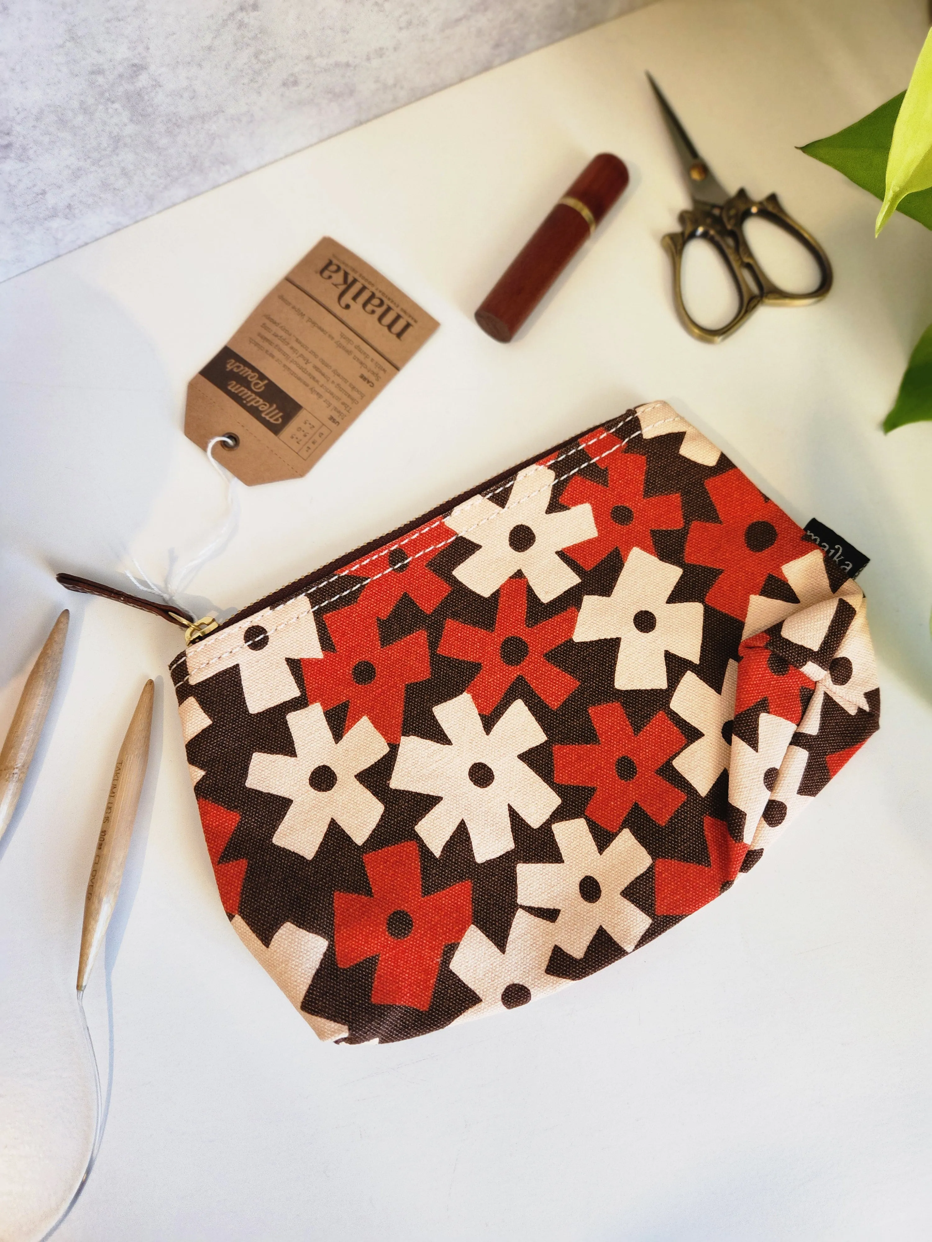 Knitting Project Bag, Medium Zipper Pouch, Solvang Terra