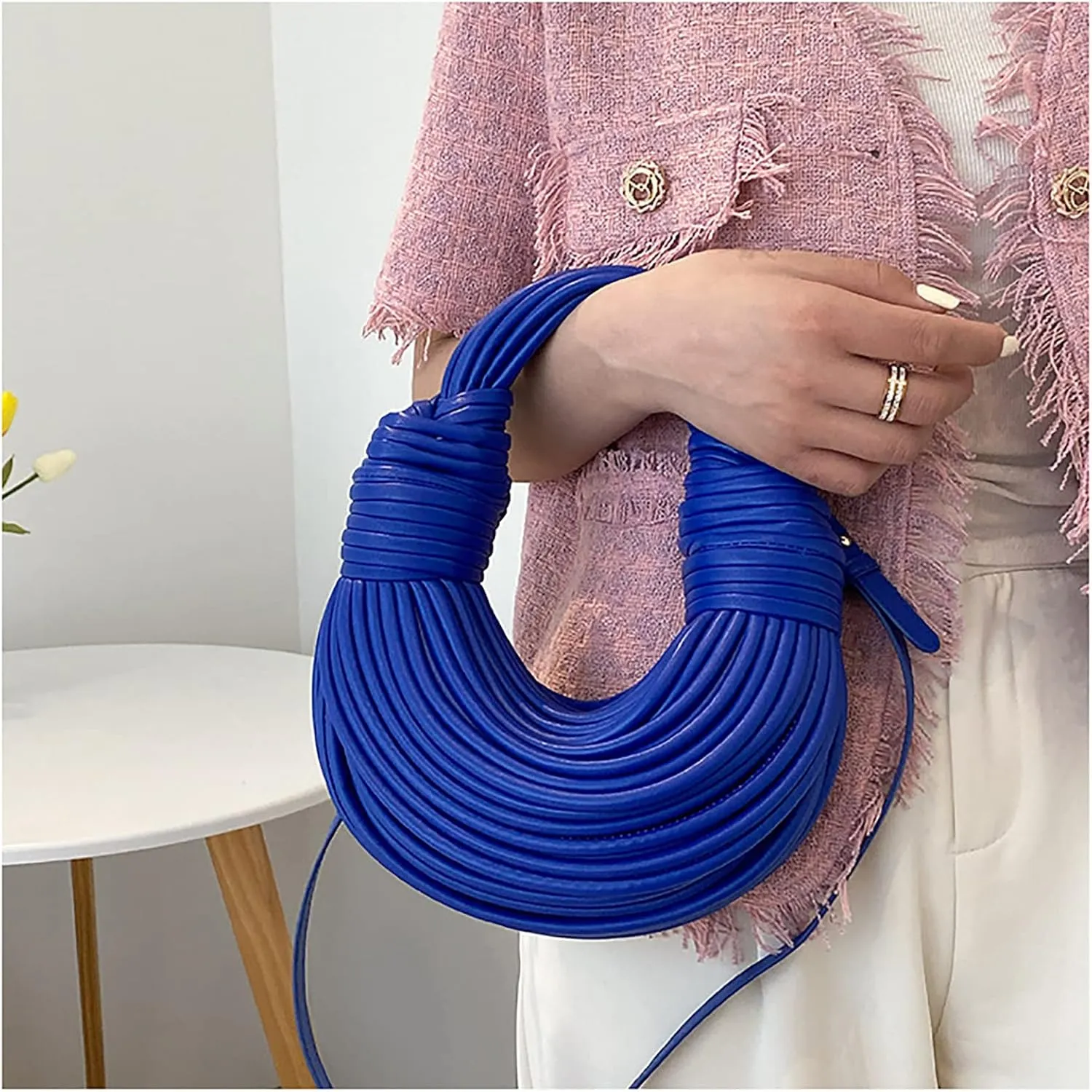 knotted woven tote bag handbag for women Woven Handbag Purse for Women Handwoven Satchel Clutch Purse