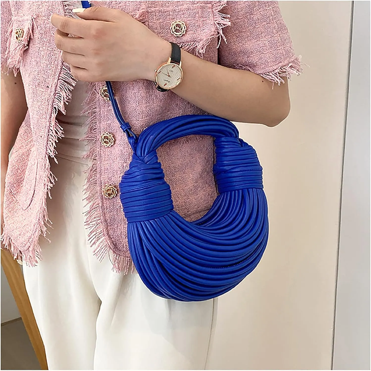knotted woven tote bag handbag for women Woven Handbag Purse for Women Handwoven Satchel Clutch Purse