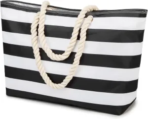 KUAK Beach Bags for Women Extra Large Beach Tote Bag with Top Zipper, 3 Inner Pockets Waterproof Sandproof Swim Pool Bag
