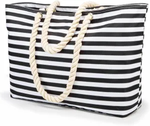 KUAK Beach Bags for Women Extra Large Beach Tote Bag with Top Zipper, 3 Inner Pockets Waterproof Sandproof Swim Pool Bag