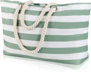KUAK Beach Bags for Women Extra Large Beach Tote Bag with Top Zipper, 3 Inner Pockets Waterproof Sandproof Swim Pool Bag