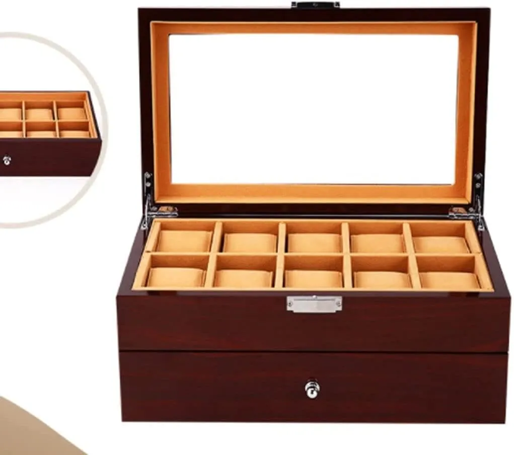 KYUSAR Watch Box Watch Holder 20 Grid Watch Box Men's Or Women's Mechanical Quartz Watches Storage Box With Transparent Top Cover Watch Case