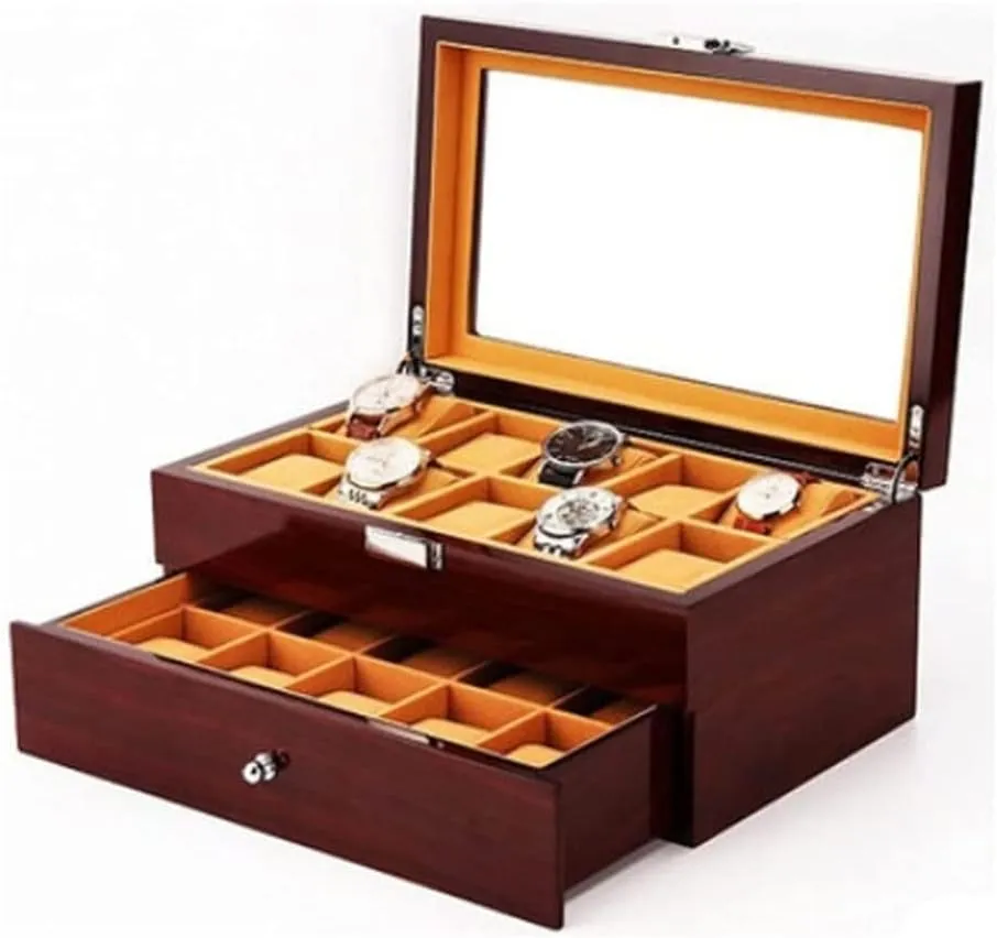 KYUSAR Watch Box Watch Holder 20 Grid Watch Box Men's Or Women's Mechanical Quartz Watches Storage Box With Transparent Top Cover Watch Case