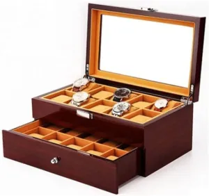 KYUSAR Watch Box Watch Holder 20 Grid Watch Box Men's Or Women's Mechanical Quartz Watches Storage Box With Transparent Top Cover Watch Case
