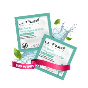 La Fresh Travel Lite Antiperspirant and Body Wipes - 200 Individually Wrapped Deodorant Wipes for Adults, Men and Women Travel Essentials