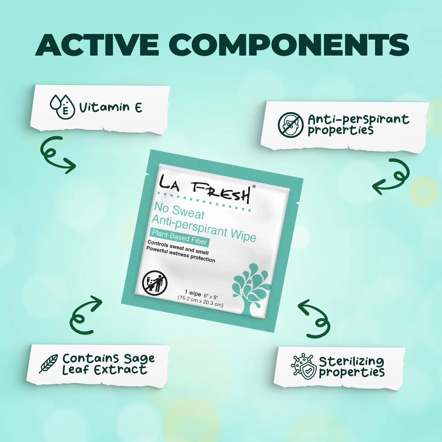 La Fresh Travel Lite Antiperspirant and Body Wipes - 200 Individually Wrapped Deodorant Wipes for Adults, Men and Women Travel Essentials