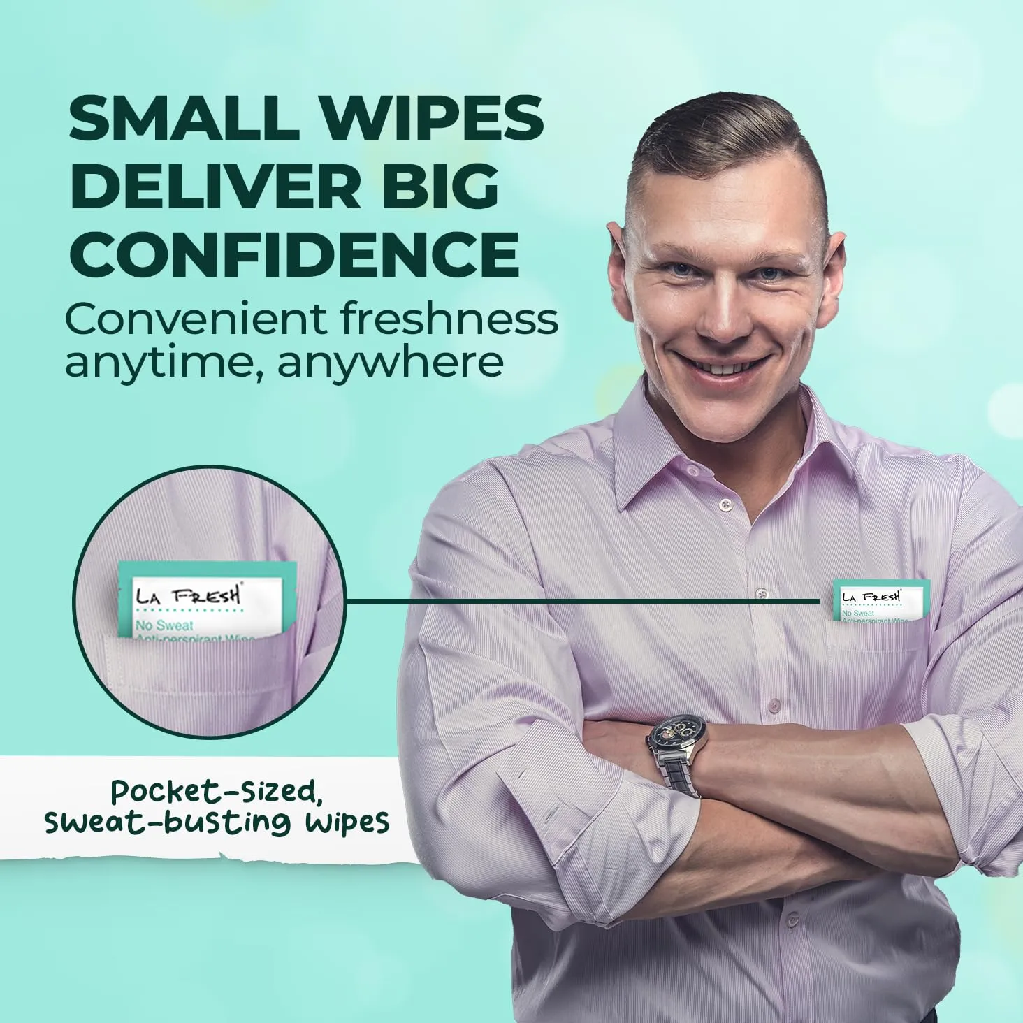 La Fresh Travel Lite Antiperspirant and Body Wipes - 200 Individually Wrapped Deodorant Wipes for Adults, Men and Women Travel Essentials