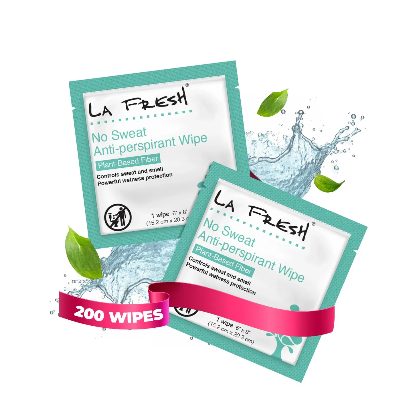 La Fresh Travel Lite Antiperspirant and Body Wipes - 200 Individually Wrapped Deodorant Wipes for Adults, Men and Women Travel Essentials