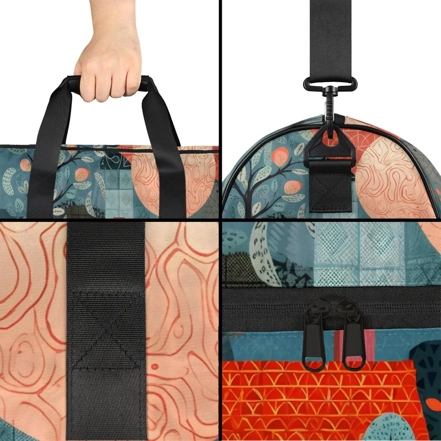 Landscape 43L Gym Duffle Bag for men with Shoe Compartment, Japanese Overnight Weekender Bag for Women with Shoulder Strap, Ideal for Travel, Gym, Sports