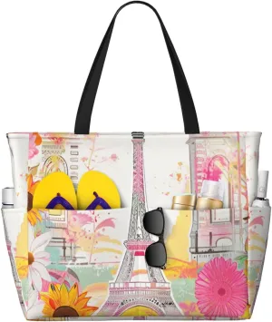 Large Beach Bag Waterproof Beach Totes Bags for Women Men, Pool Bag with Zipper Pocket