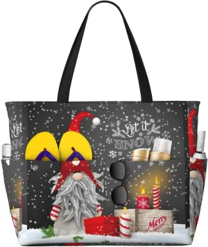 Large Beach Tote Bag for Women Extra Large Capacity Waterproof Sandproof Pool Bag Suitable for Swimming Pool Gym Groceries Travel - Traditional Scandinavian Dwarf