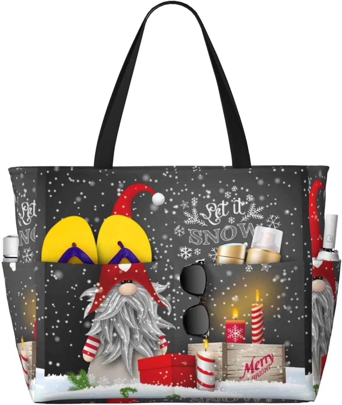 Large Beach Tote Bag for Women Extra Large Capacity Waterproof Sandproof Pool Bag Suitable for Swimming Pool Gym Groceries Travel - Traditional Scandinavian Dwarf