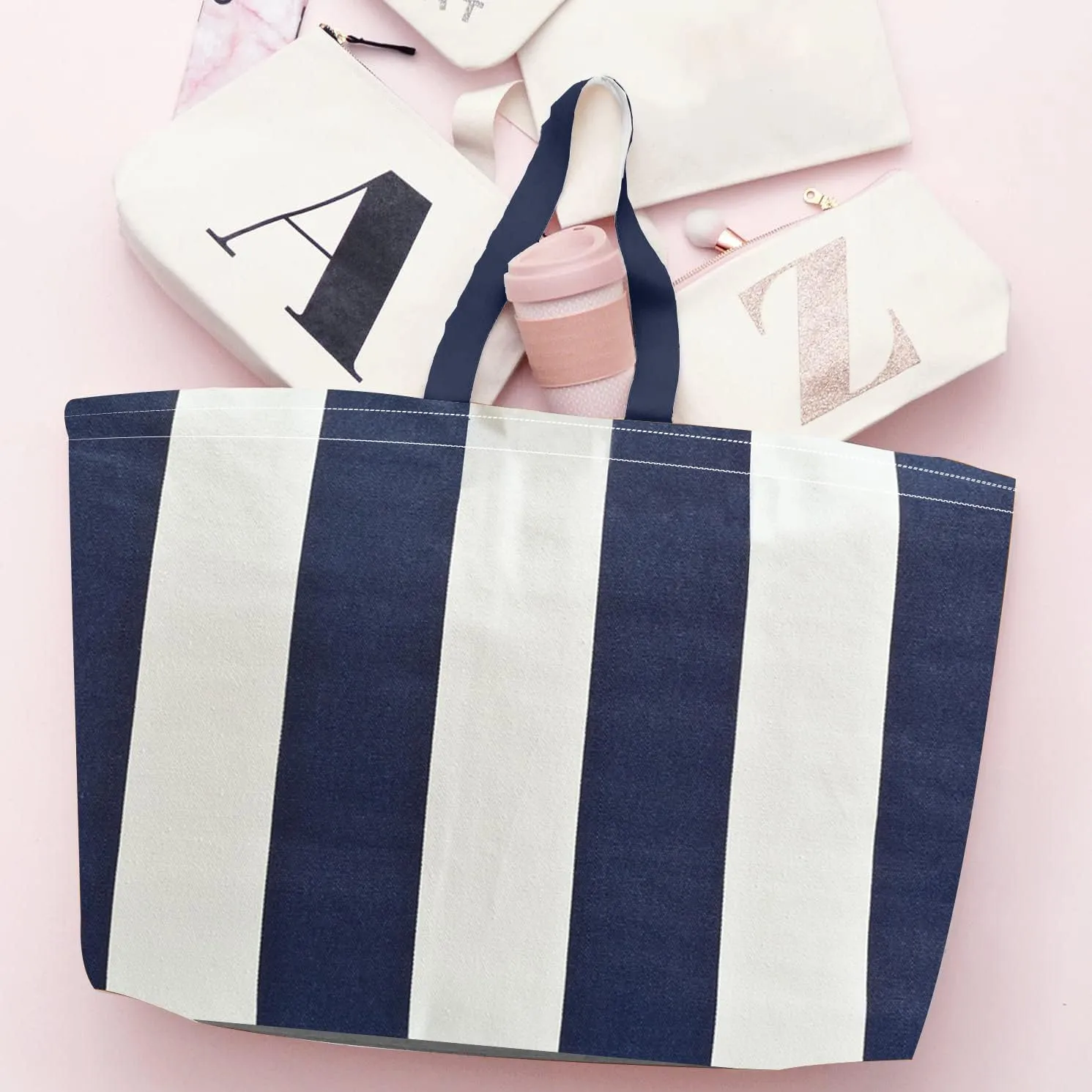 Large Canvas Tote Bag-Extra Big Shopping Beach Totes Bags Reusable Largest Grocery Plain Solid Bag 28"x8"x16"