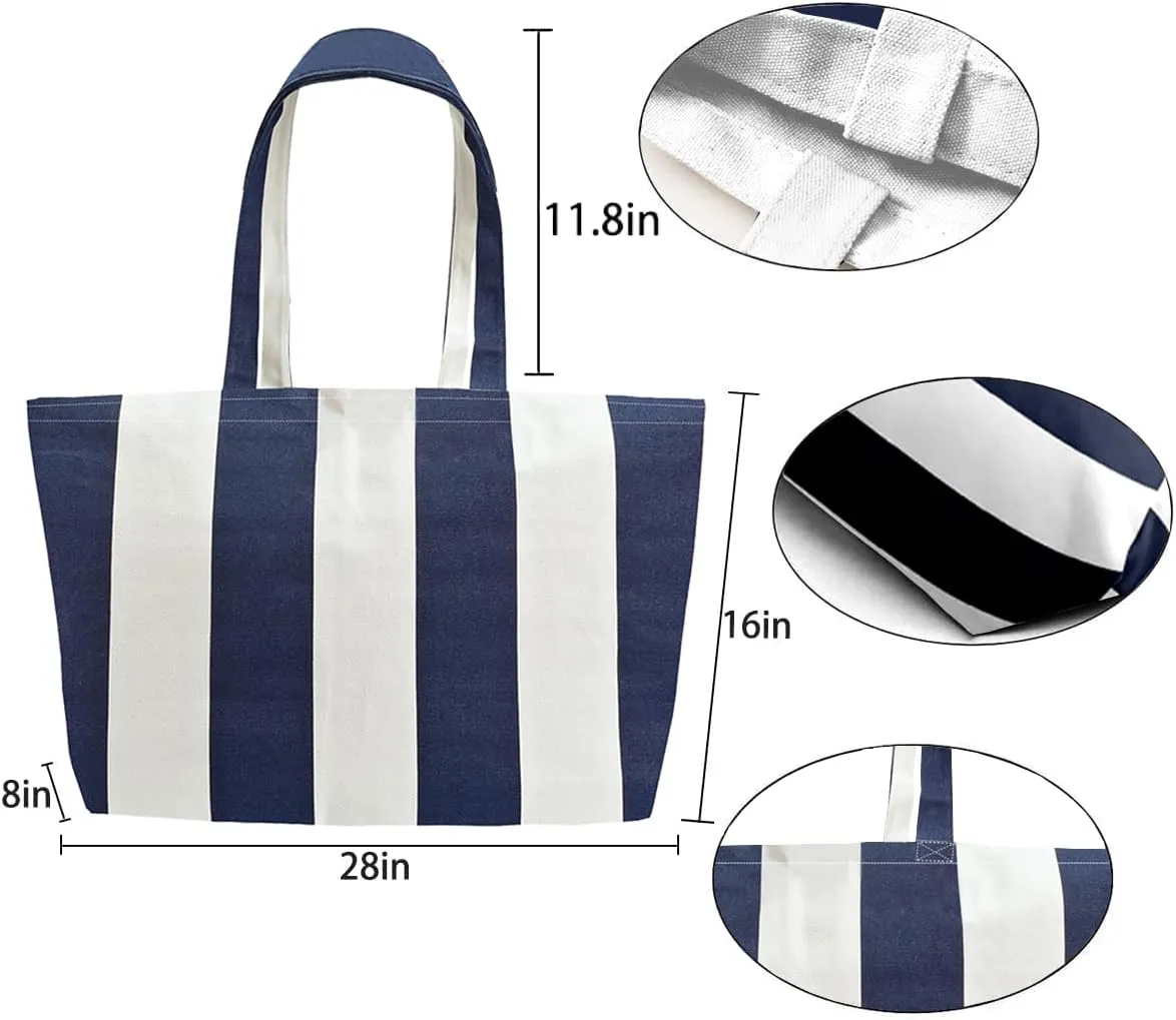 Large Canvas Tote Bag-Extra Big Shopping Beach Totes Bags Reusable Largest Grocery Plain Solid Bag 28"x8"x16"