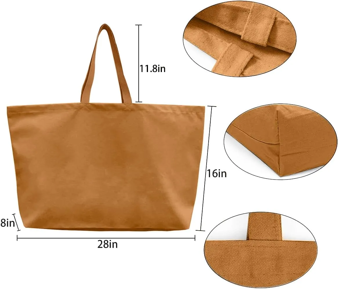 Large Canvas Tote Bag-Extra Big Shopping Beach Totes Bags Reusable Largest Grocery Plain Solid Bag 28"x8"x16"