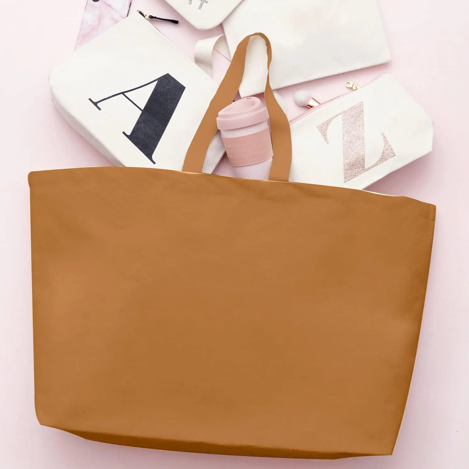 Large Canvas Tote Bag-Extra Big Shopping Beach Totes Bags Reusable Largest Grocery Plain Solid Bag 28"x8"x16"