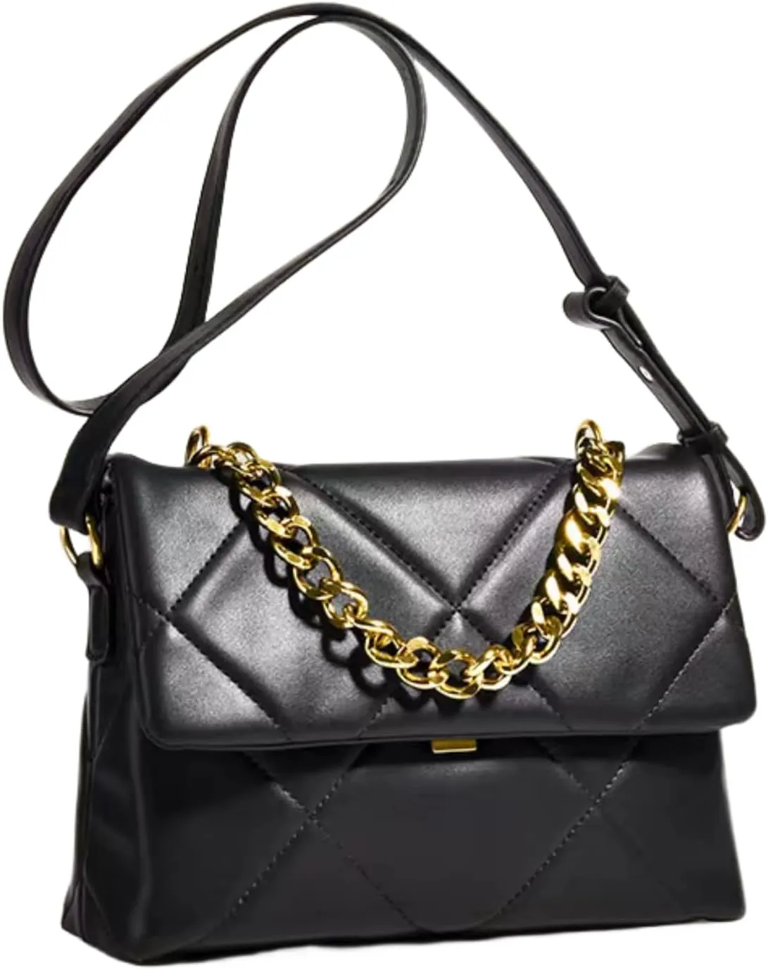 Large Capacity Quilted Bag Flap Bags for Women Trendy Tote Shoulder Crossbody Bags Travel Handbags with a Golden Chain