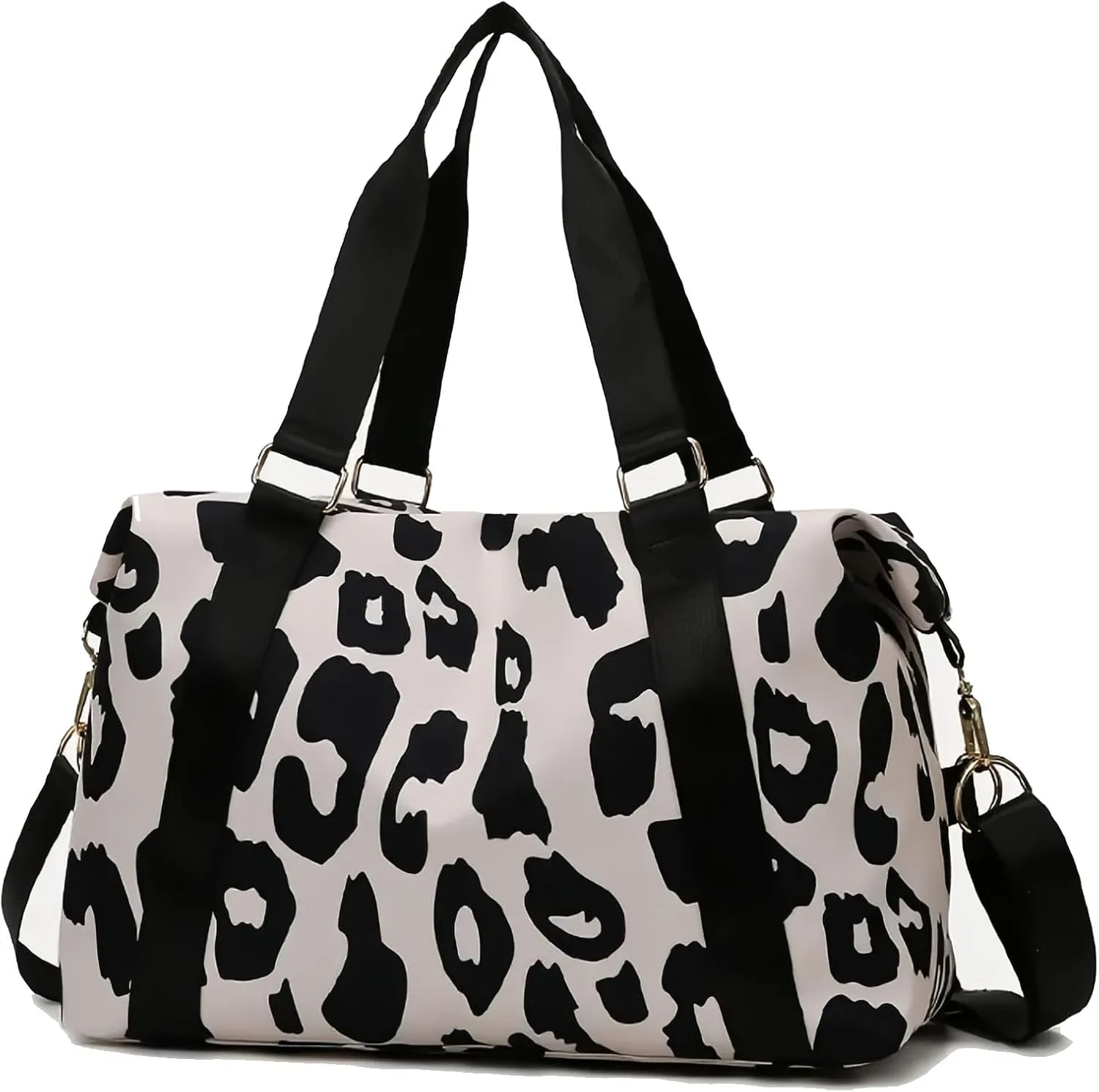 Large Capacity Travel Bag Wet Dry Shoulder Luggage Handbag Leisure Sports Fitness Bag Leopard Print Beach Bags Women's Backpack-black