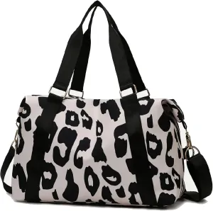 Large Capacity Travel Bag Wet Dry Shoulder Luggage Handbag Leisure Sports Fitness Bag Leopard Print Beach Bags Women's Backpack-black