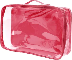 Large Clear Travel Packing Cube/See-Through PVC Organizer for Suitcase/Multipurpose Pouch w/Handle/Dress Shirts, Pants, Cashmere, Sweaters & Seasonal Linen Storage Protection (Burgundy)