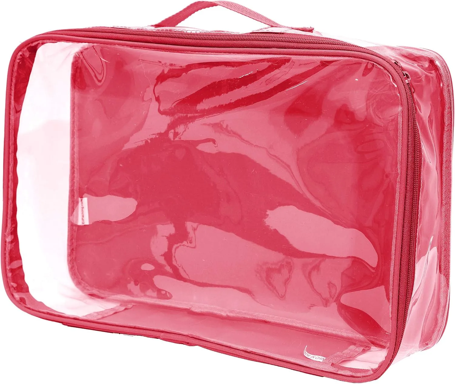 Large Clear Travel Packing Cube/See-Through PVC Organizer for Suitcase/Multipurpose Pouch w/Handle/Dress Shirts, Pants, Cashmere, Sweaters & Seasonal Linen Storage Protection (Burgundy)