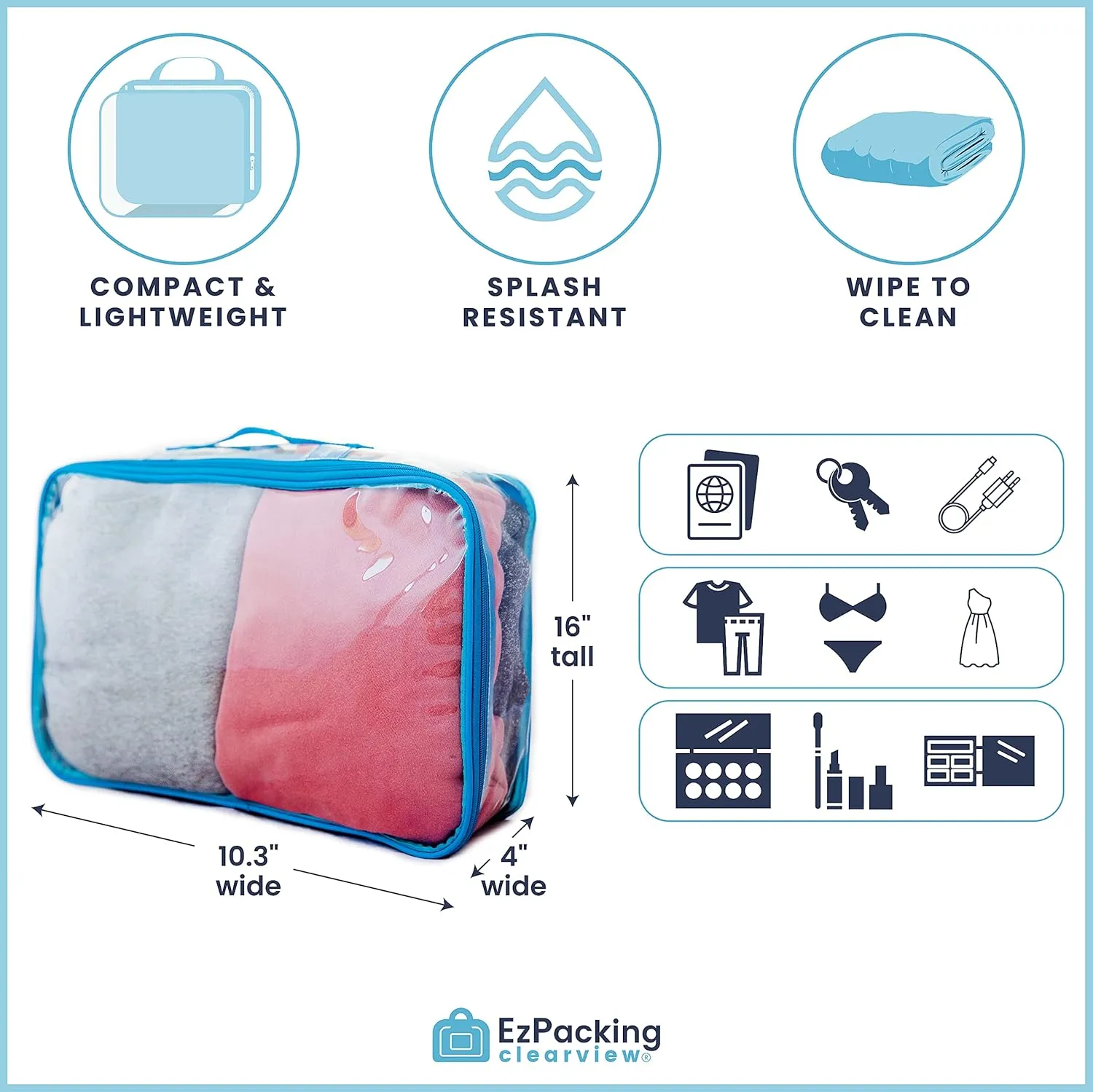 Large Clear Travel Packing Cube/See-Through PVC Organizer for Suitcase/Multipurpose Pouch w/Handle/Dress Shirts, Pants, Cashmere, Sweaters & Seasonal Linen Storage Protection (Burgundy)