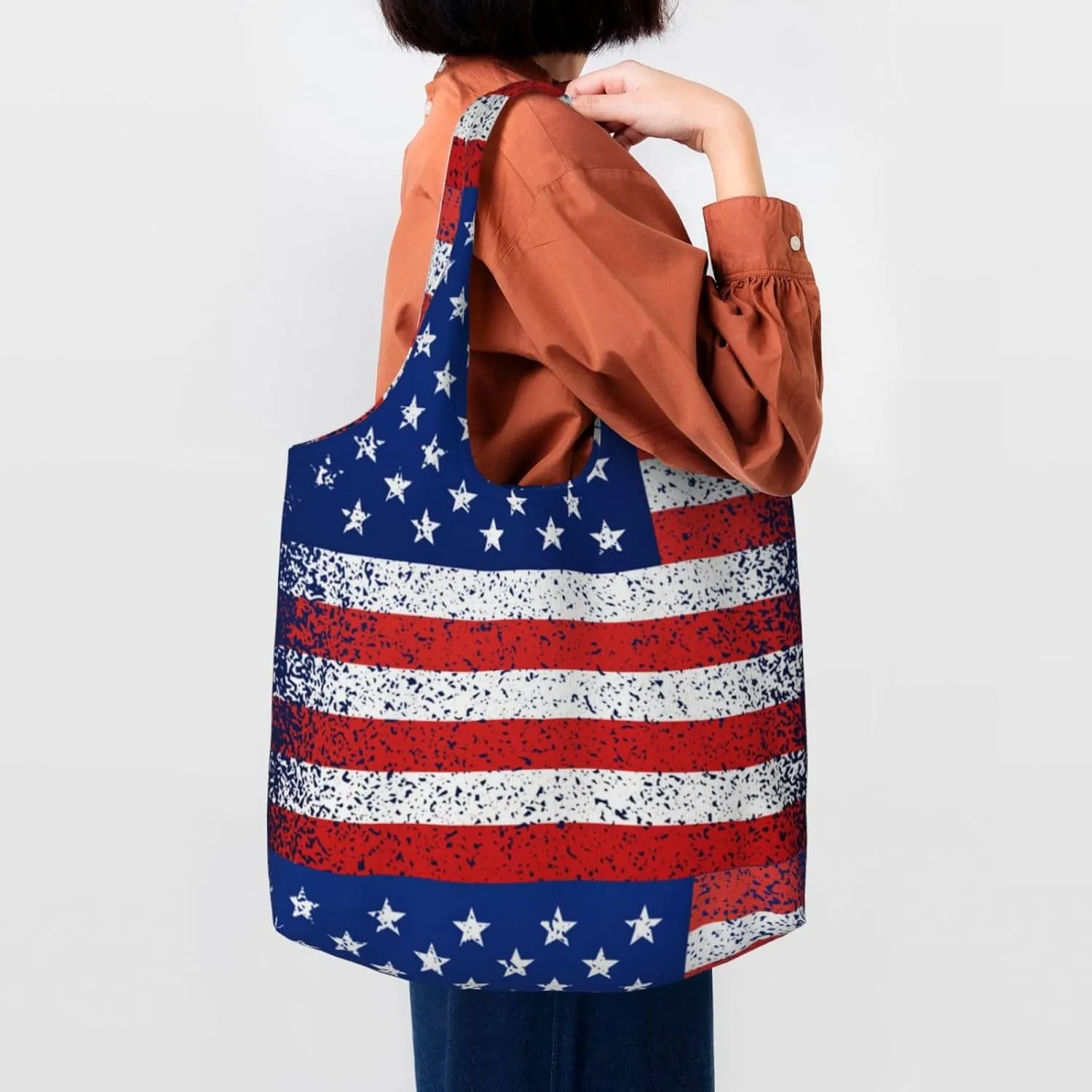Large Foldable Reusable Grocery Bags, Machine Washable Tote Bag Kitchen Essential