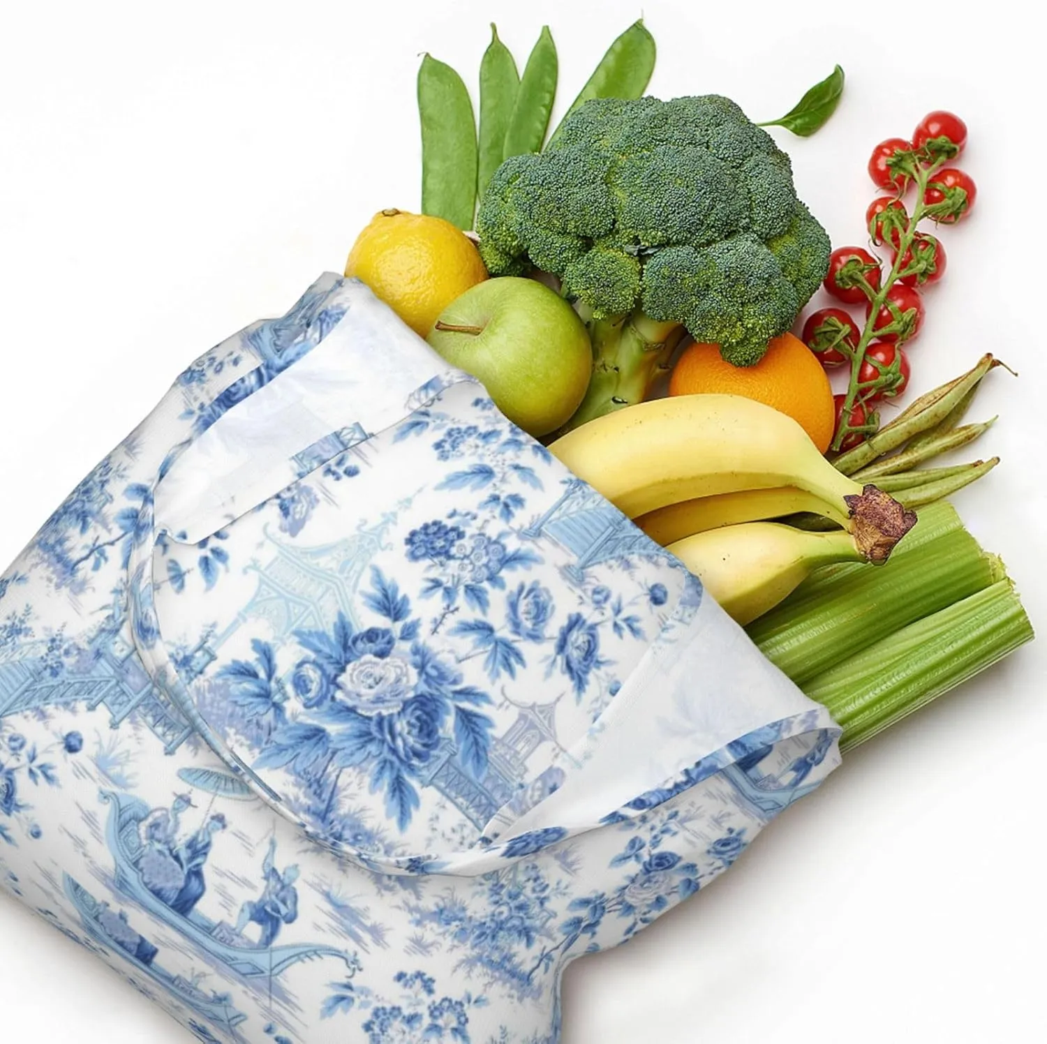 Large Foldable Reusable Grocery Bags, Machine Washable Tote Bag Kitchen Essential