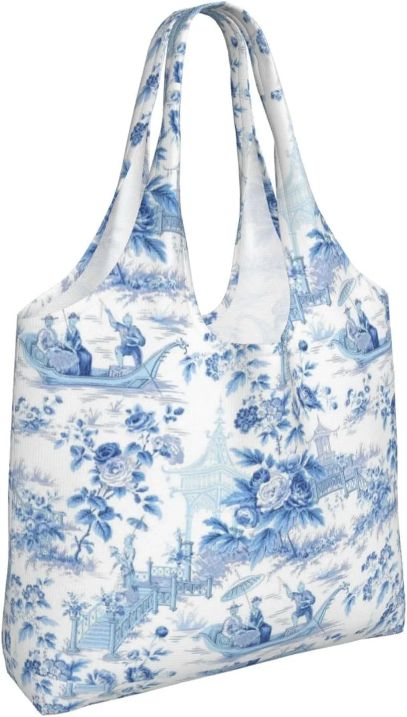 Large Foldable Reusable Grocery Bags, Machine Washable Tote Bag Kitchen Essential