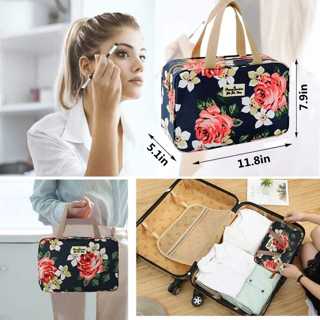Large Makeup Bag Toiletry Bag for Women Make Up Bag Cosmetic Bag Toiletries Bag Brush Bags for Traveling