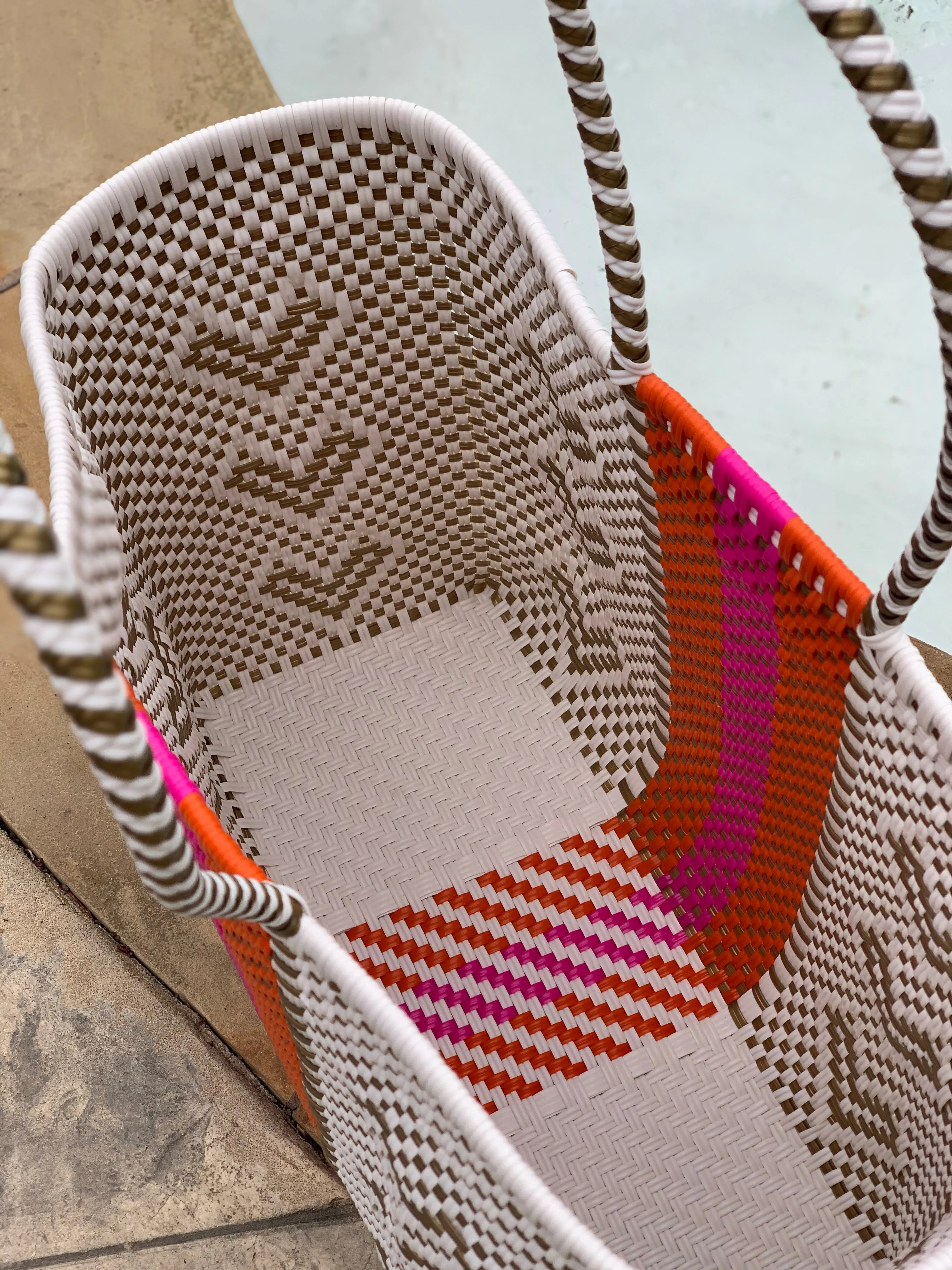 Large Tote - Gold Hearts - Pink - Orange