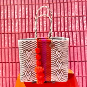 Large Tote - Gold Hearts - Pink - Orange