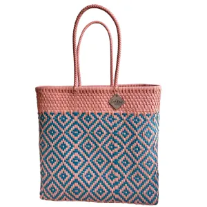 Large Tote - Peach   Teal