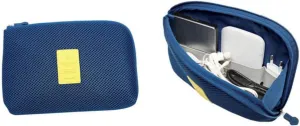 Large Travel Pouch Universal Cable Storage Bag for Phones Earphones Mouse Charger and Toiletries Dark Blue