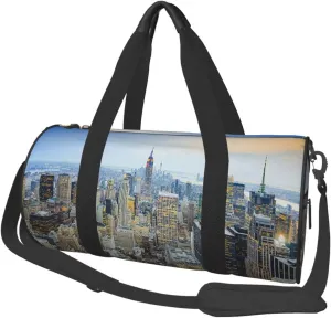 Large Weekender Overnight Bag Fashion Sports Gym Bag New York City Manhattan Skyline Travel Duffel Bag With Adjustable Shoulder Strap